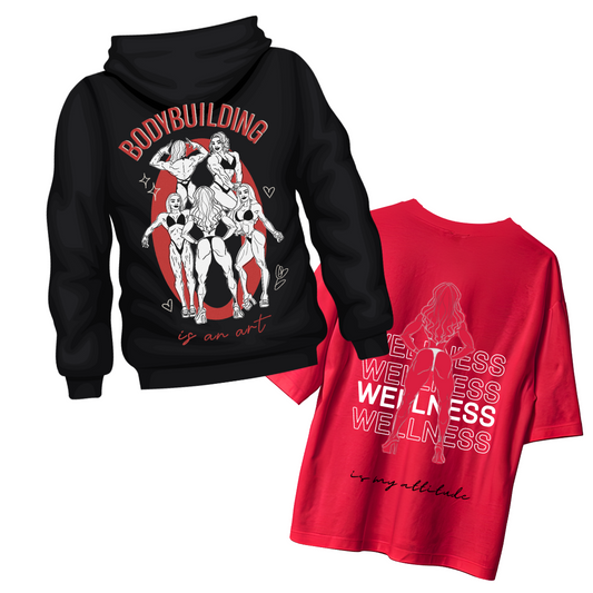 PACK: Sudadera Olympia + Camiseta Wellness Roja